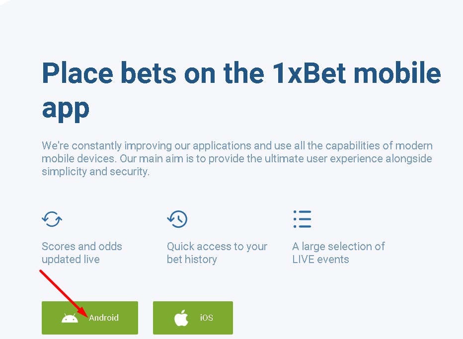 1xBet app Android